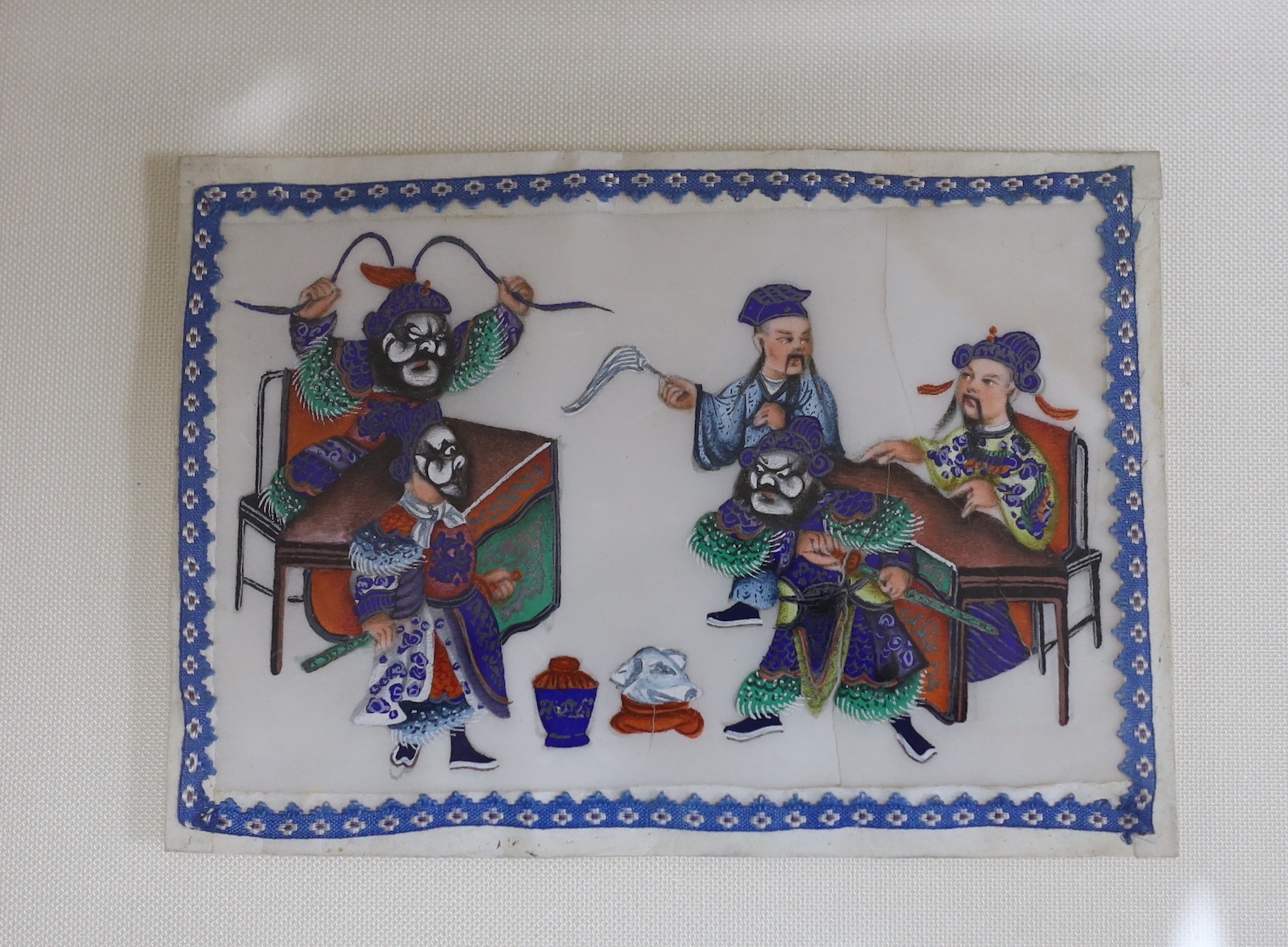 Chinese School, five miniature pith paper paintings, figures, each 8 x 11cm